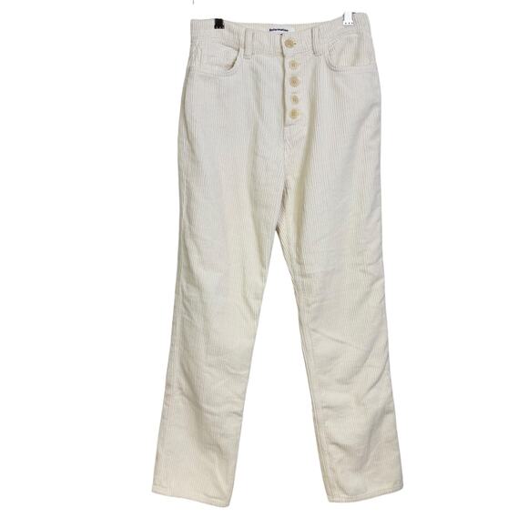 Reformation Cynthia Button Fly High Rise Corduroy Pants Womens 25 Ivory Bone 28" - Picture 1 of 10